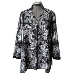 Citron silk blend tunic blouse button front 2X